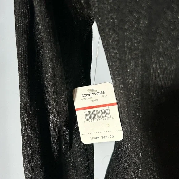 Free People Black stretch shimmery top XS/S - Picture 3 of 3